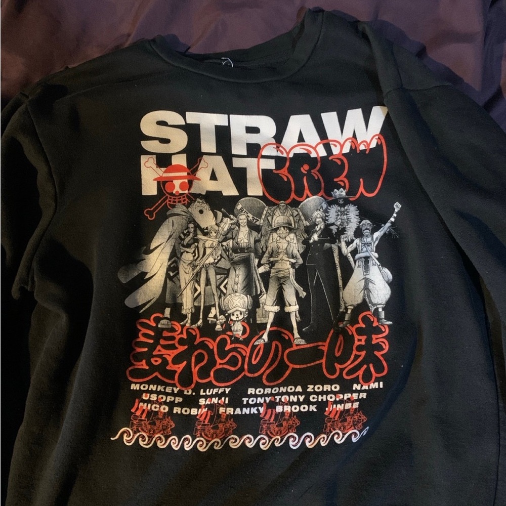 One Piece Black Graphic Sweater Shirt